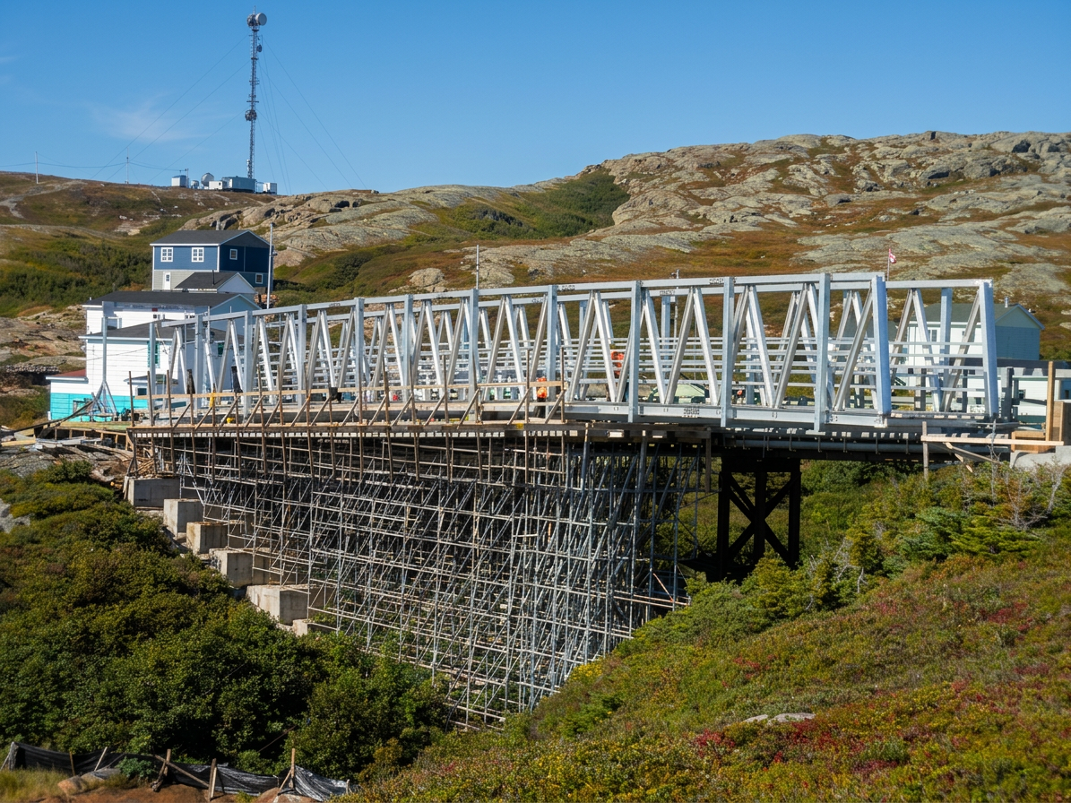 Construction d’un pont à Harrington Harbour | Côte-Nord-du-Golfe-du-Saint-Laurent Interprojet Construction | Entrepreneur général en génie civil et bâtiment au Québec