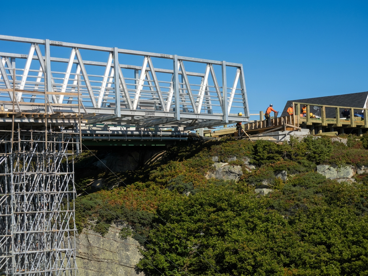 Construction d’un pont à Harrington Harbour | Côte-Nord-du-Golfe-du-Saint-Laurent Interprojet Construction | Entrepreneur général en génie civil et bâtiment au Québec