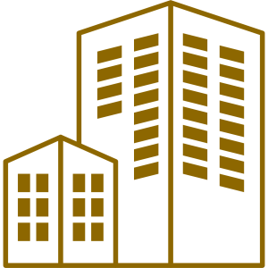 Icône représentant la construction et la rénovation de bâtiments industriels et spécialisés
