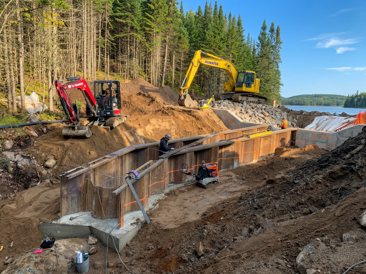 Reconstruction du barrage et de la digue Émilie Interprojet Construction | Entrepreneur général en génie civil et bâtiment au Québec