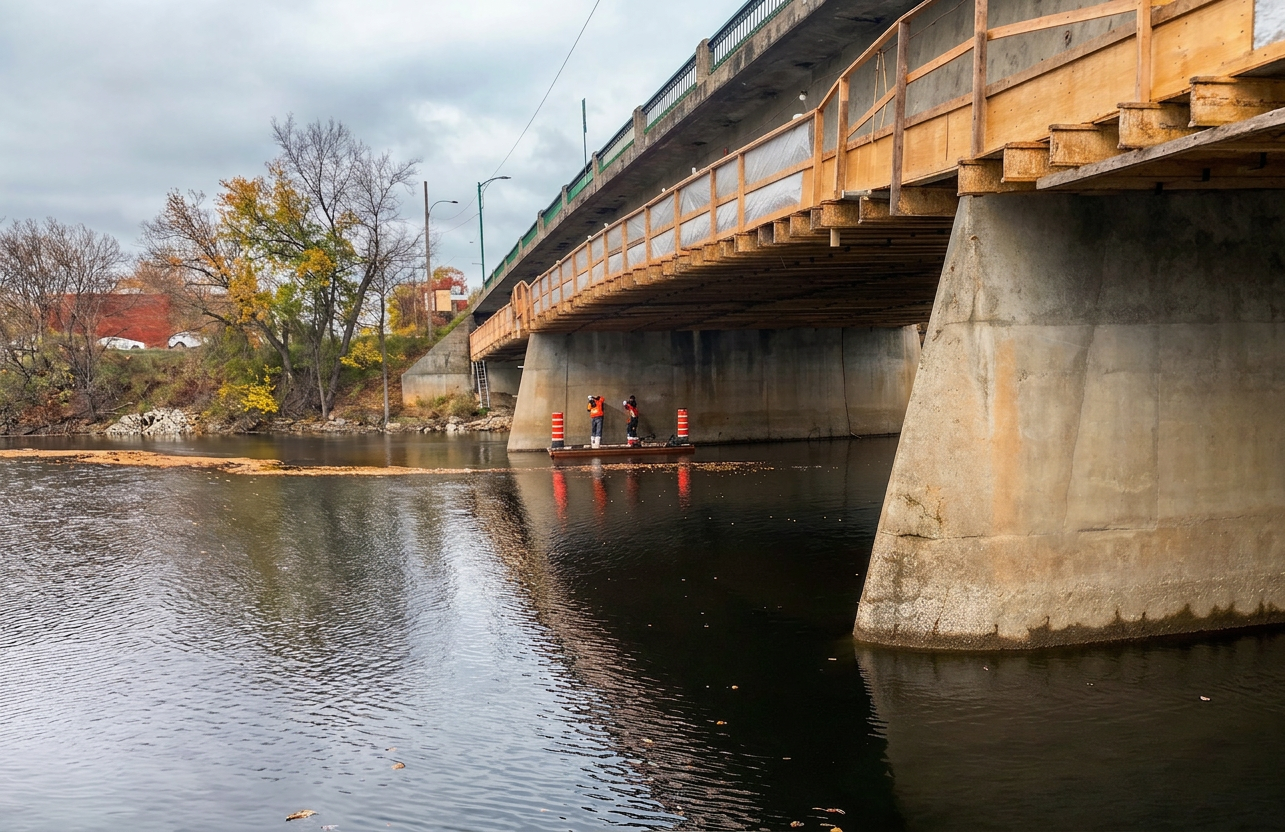 Réfection de la structure du pont de Maniwaki Interprojet Construction | Entrepreneur général en génie civil et bâtiment au Québec