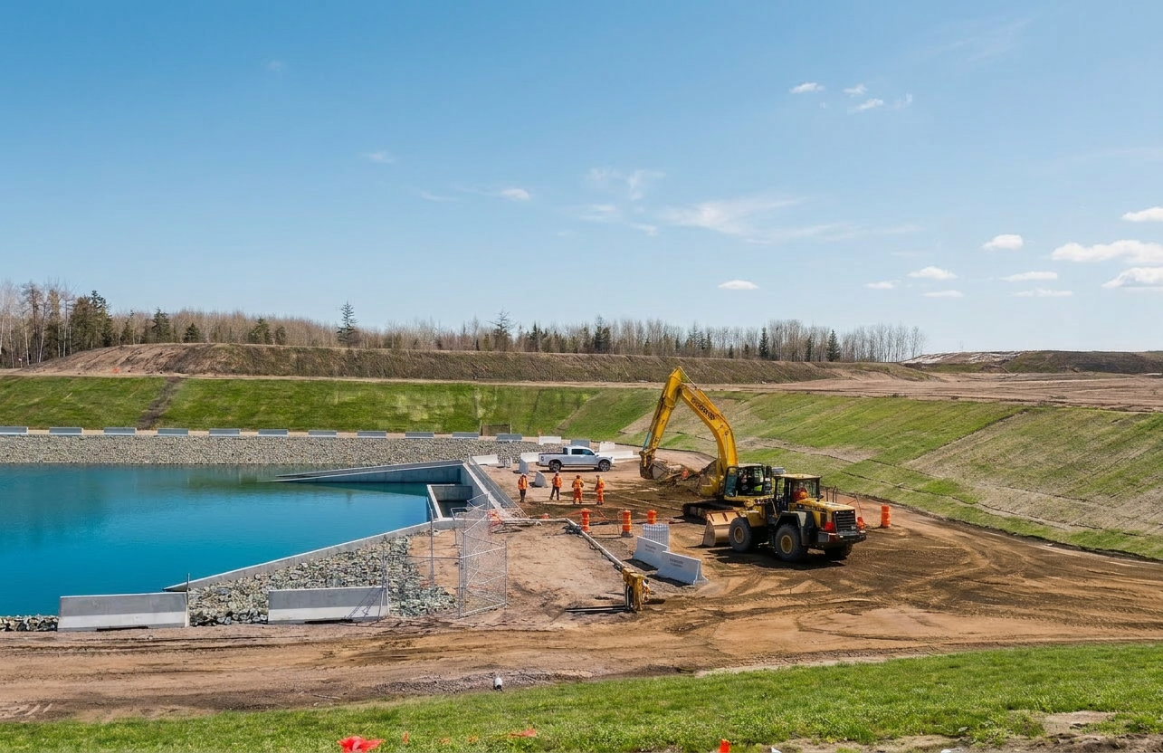 Bassin émissaire pluviaux | Usine RTA Interprojet Construction | Entrepreneur général en génie civil et bâtiment au Québec